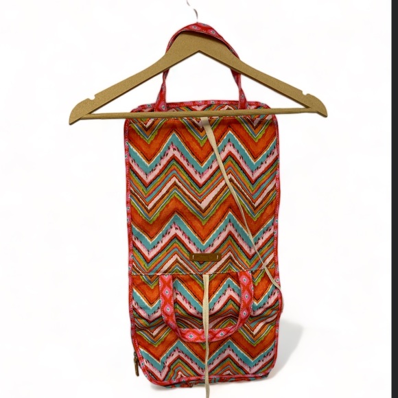 Dena Printed Fold Over Jewelry Bag (or Cosmetics) 4 Compartment With Tie EUC - Picture 4 of 10